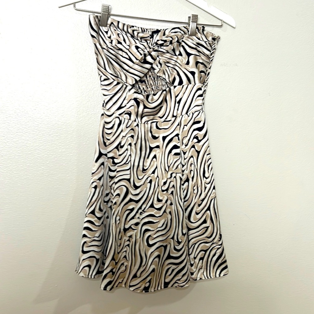 Strapless Pattern Mini Dress - image 1